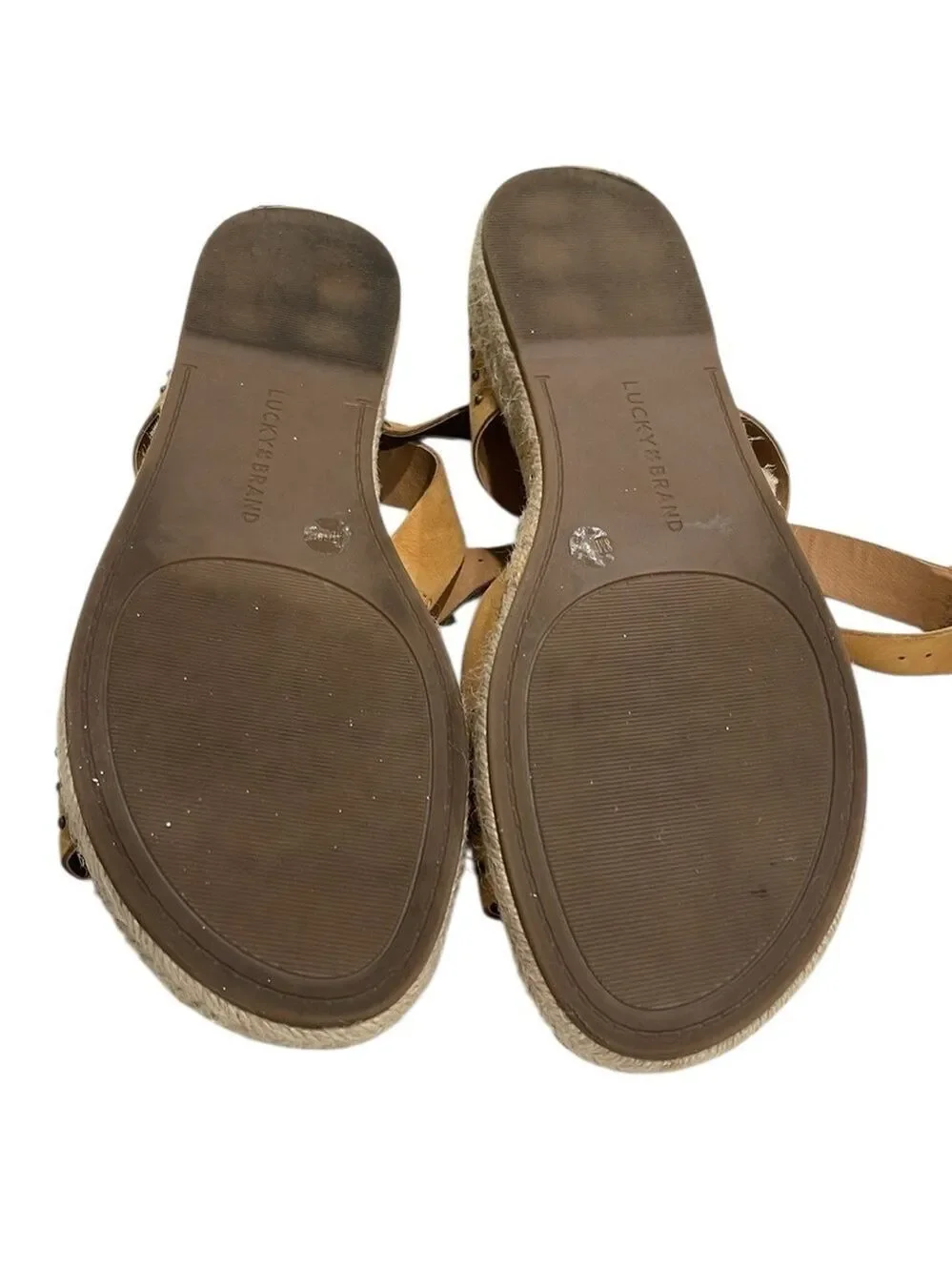 Lucky Brand Gladas Espadrille Ankle Wrap Wedge Sandal SZ‎ 8 Desert Sand
